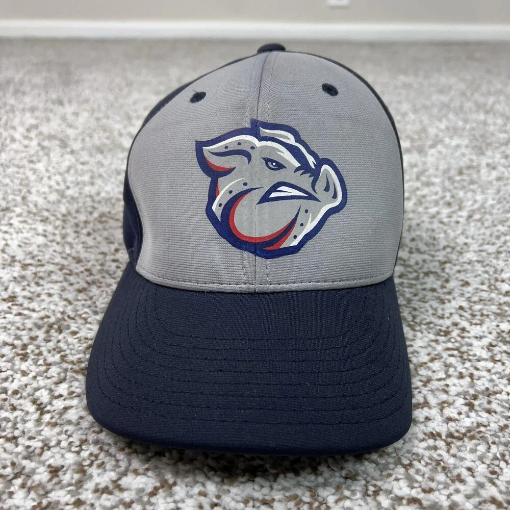 Lehigh‎ Valley IronPigs Hat Cap Flex Mens Large Blue Gray MILB Baseball Minor